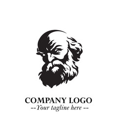 Classic Old Man Logo Symbol in Black on White Background with Vintage and Minimalist Design