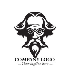 Classic Old Man Logo Symbol in Black on White Background with Vintage and Minimalist Design