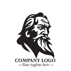 Classic Old Man Logo Symbol in Black on White Background with Vintage and Minimalist Design