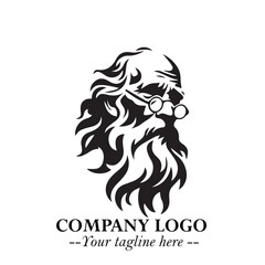 Classic Old Man Logo Symbol in Black on White Background with Vintage and Minimalist Design
