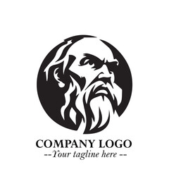 Classic Old Man Logo Symbol in Black on White Background with Vintage and Minimalist Design