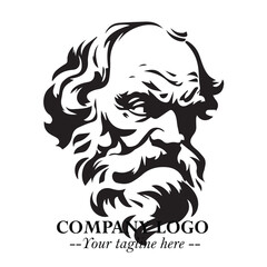 Classic Old Man Logo Symbol in Black on White Background with Vintage and Minimalist Design