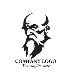 Classic Old Man Logo Symbol in Black on White Background with Vintage and Minimalist Design