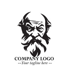 Classic Old Man Logo Symbol in Black on White Background with Vintage and Minimalist Design