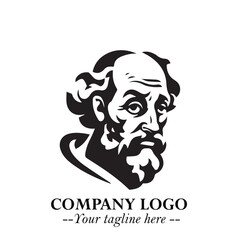 Classic Old Man Logo Symbol in Black on White Background with Vintage and Minimalist Design