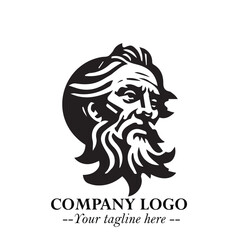 Classic Old Man Logo Symbol in Black on White Background with Vintage and Minimalist Design