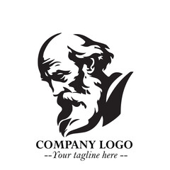 Classic Old Man Logo Symbol in Black on White Background with Vintage and Minimalist Design