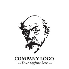 Classic Old Man Logo Symbol in Black on White Background with Vintage and Minimalist Design