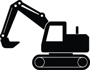 Excavator Silhouette Vector Heavy Equipment Construction Vehicle Digger Illustration Industrial Machine Graphics Isolated Symbol Clipart