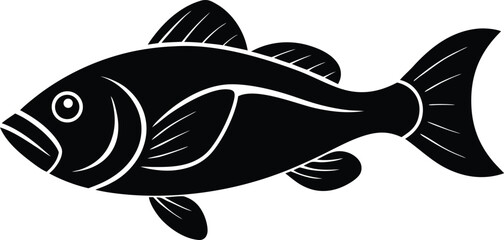 Fish Silhouette Vector: Aquatic Icon for Seafood Menu Design Fishing Graphics Water Animal Symbol Isolated for Creative Projects