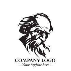 Classic Old Man Logo Symbol in Black on White Background with Vintage and Minimalist Design