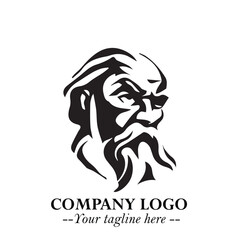 Classic Old Man Logo Symbol in Black on White Background with Vintage and Minimalist Design