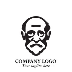 Classic Old Man Logo Symbol in Black on White Background with Vintage and Minimalist Design