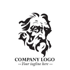 Classic Old Man Logo Symbol in Black on White Background with Vintage and Minimalist Design