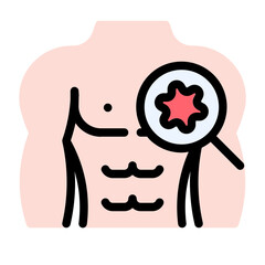 male breast cancer icon with flat line style