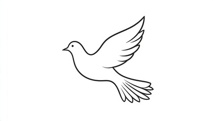 Obraz premium Simple outline illustration of a flying dove, showing wings and tail