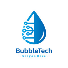 Digital Tech Drop Logo Template Design. Water droplet logotype icon. Vector illustration isolated