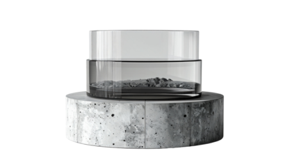 Glass and Concrete Cylinder Stack Set – isolated on transparent background