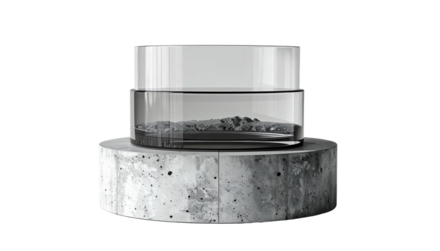 Glass and Concrete Cylinder Stack Set – isolated on transparent background