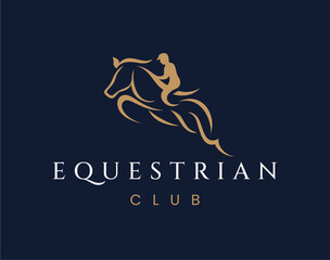 equestrian club logo, elegant luxury horse design