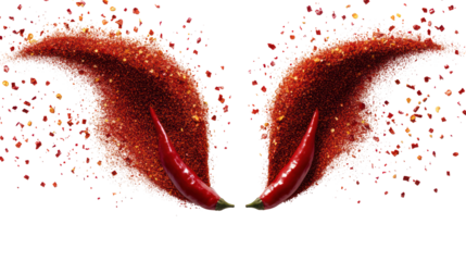 Two vibrant red fuzzy tongues with glitter isolated on transparent background