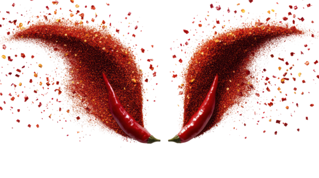 Two vibrant red fuzzy tongues with glitter isolated on transparent background