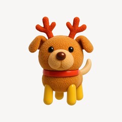 Obraz premium Cute festive reindeer dog illustration.