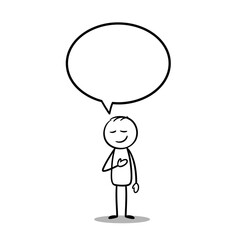 Line art of a cheerful stick figure with relaxed face and easy posture, suitable for emotional icons or lifestyle concepts.