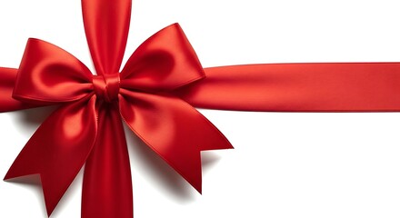 Illustration of red silk ribbon bow isolated on white background for gift wrapping and decoration