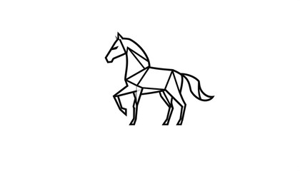 Obraz premium Geometric line drawing of a horse in a poised, active stance