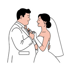 Tender Embrace of a Happy Wedding Couple