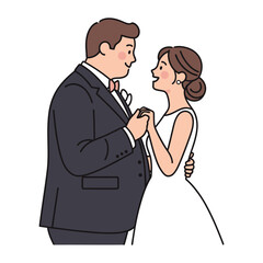 Tender Embrace of a Happy Wedding Couple