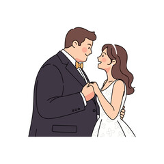 Tender Embrace of a Happy Wedding Couple