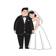 Tender Embrace of a Happy Wedding Couple