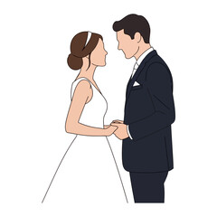 Tender Embrace of a Happy Wedding Couple