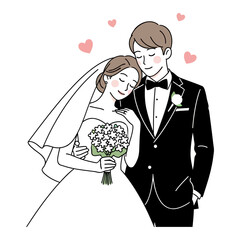 Tender Embrace of a Happy Wedding Couple