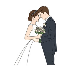 Tender Embrace of a Happy Wedding Couple