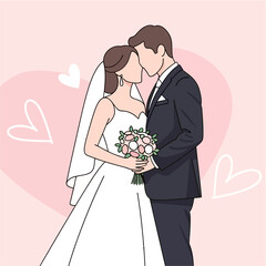 Tender Embrace of a Happy Wedding Couple