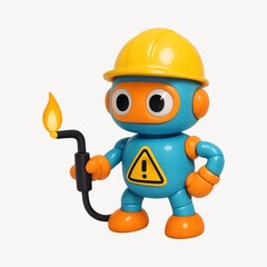 Cute robot holding welding torch.