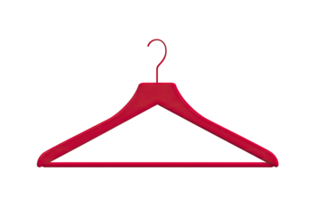 Red coat hanger on transparent background