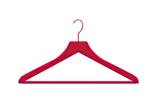 Red coat hanger on transparent background