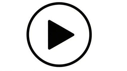A clean, modern play button icon, rendered in black and white, signifies the start of media playback, often used for videos, audio, or interactive content
