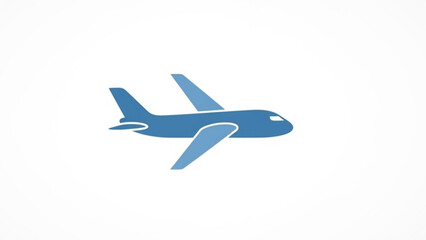 Blue airplane icon, a simple illustration of an aircraft in flight, suitable for travel, transportation, or aviation-related designs and projects
