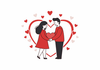 Romantic Couple Illustration – Happy Valentine’s Day Love Concept Vector