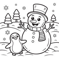 snowman and christmas tree