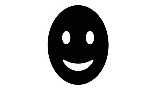 Simple Black Smiley Face Icon A minimalist graphic illustration of a cheerful, smiling face, perfect for positive emotions and happy themes