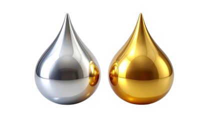  Melting Metallic Drops Duo – isolated on transparent background