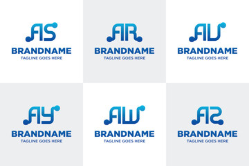 Letters AS AR AU AY AW AZ Technology Logo, symbolizing innovation, digital growth, and connectivity