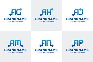 Letters AG AH AJ AM AN AP Technology Logo, symbolizing innovation, digital growth, and connectivity
