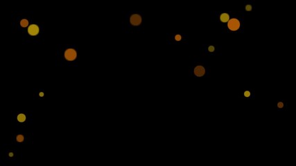 Abstract background with floating bokeh lights in warm orange and yellow hues on black - Powered by Adobe